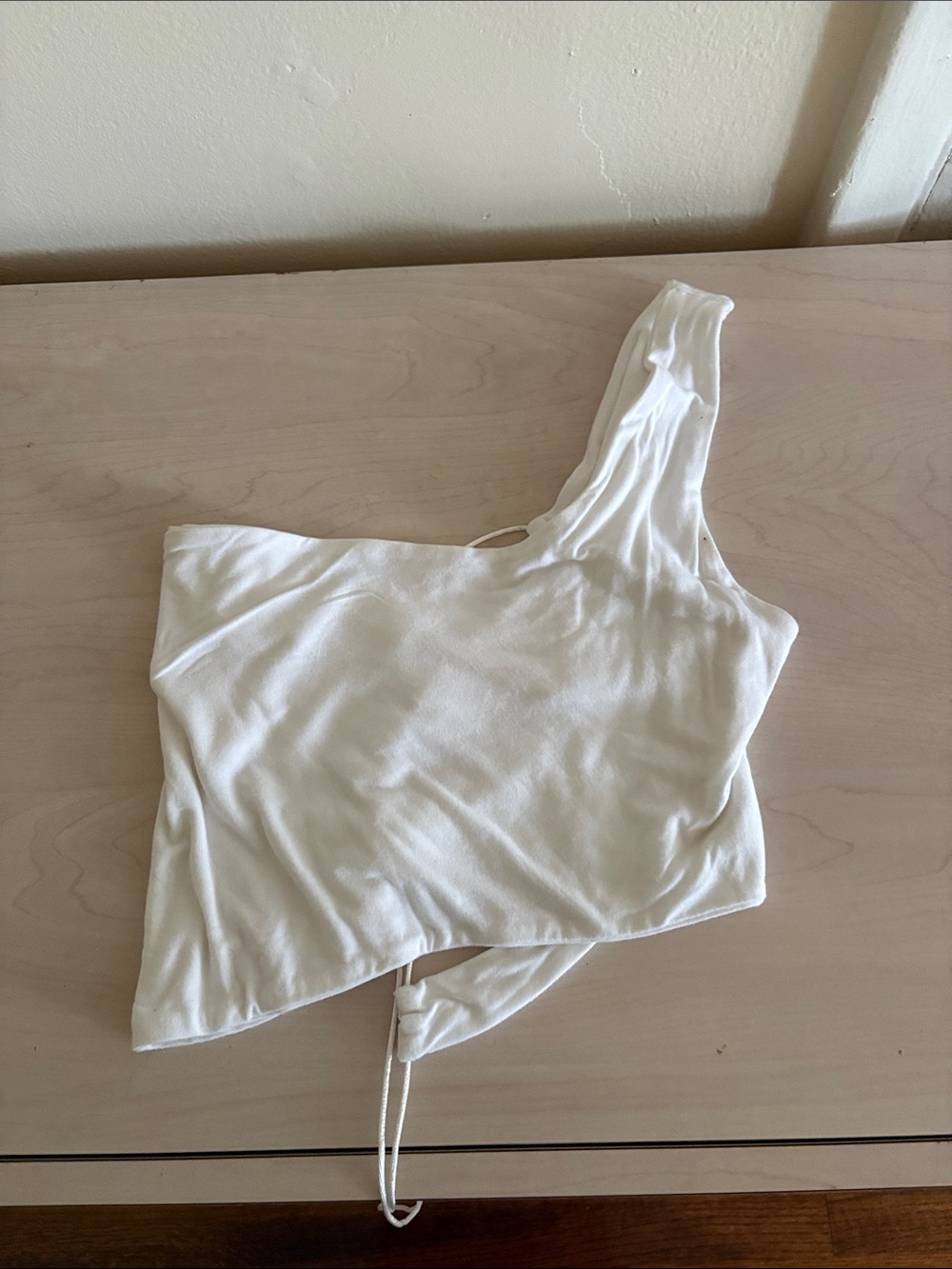 White One-Shoulder Asymmetric Women’s Top